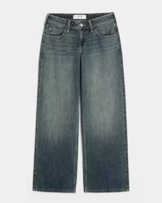 Düşük Bel Orta Boy Bol Paça Kot Pantolon