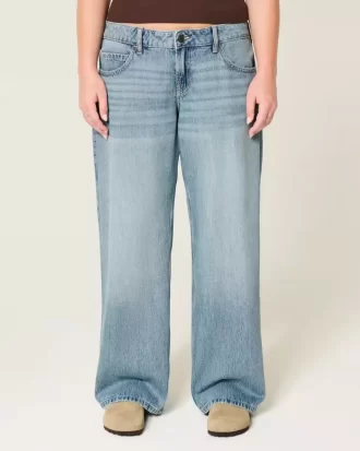 Düşük Bel Orta Boy Bol Paça Kot Pantolon