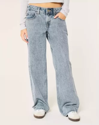 Düşük Bel Orta Boy Bol Paça Kot Pantolon