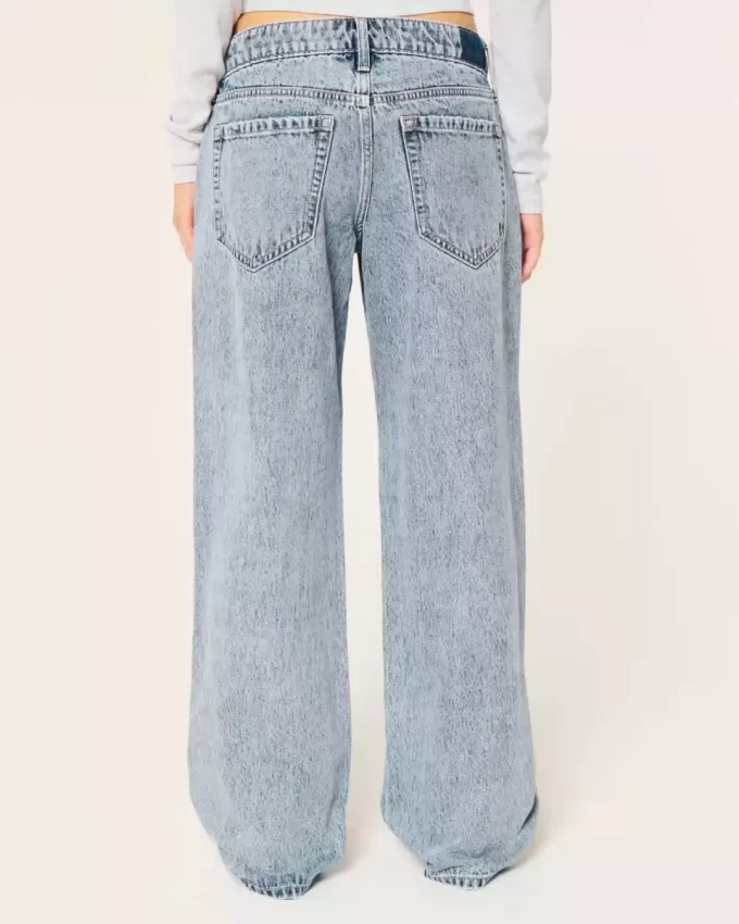 Düşük Bel Orta Boy Bol Paça Kot Pantolon