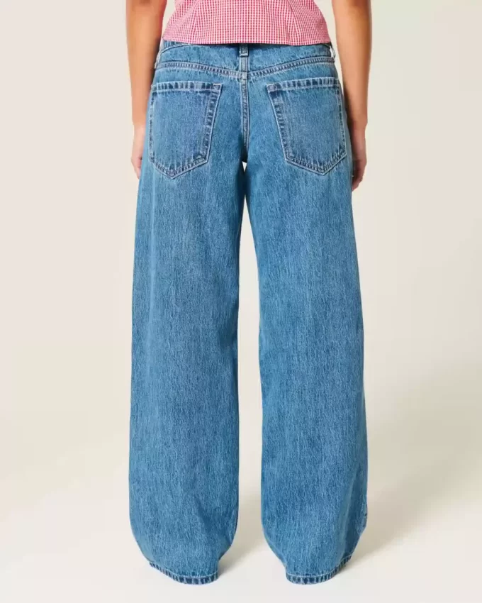 Düşük Bel Orta Boy Bol Paça Kot Pantolon