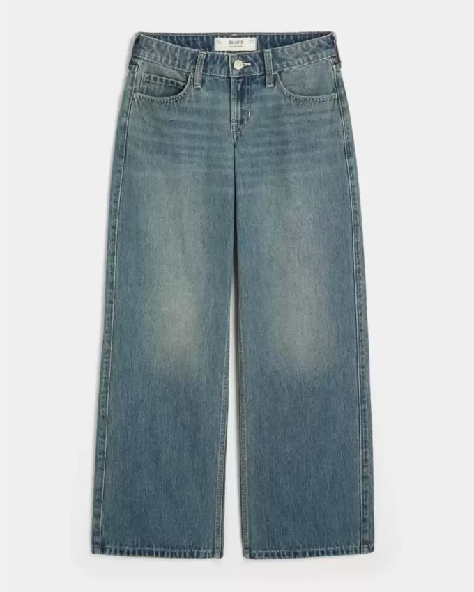 Düşük Bel Orta Boy Bol Paça Kot Pantolon