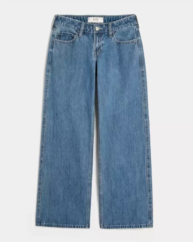 Düşük Bel Orta Boy Bol Paça Kot Pantolon