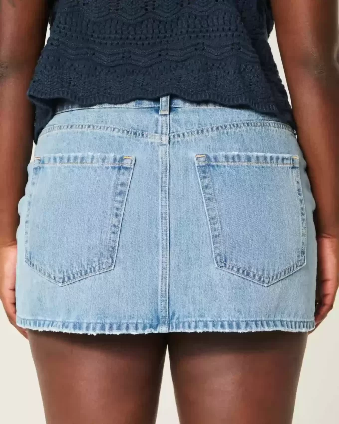 Düşük Bel Orta Yıkama Kot Mini Etek Düşük Bel Orta Yıkama Kot Mini Etek