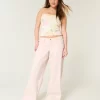 Düşük Bel Pembe Süper Bol Pantolon