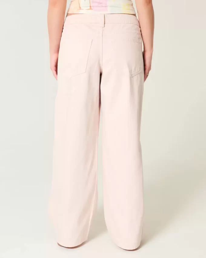 Düşük Bel Pembe Süper Bol Pantolon