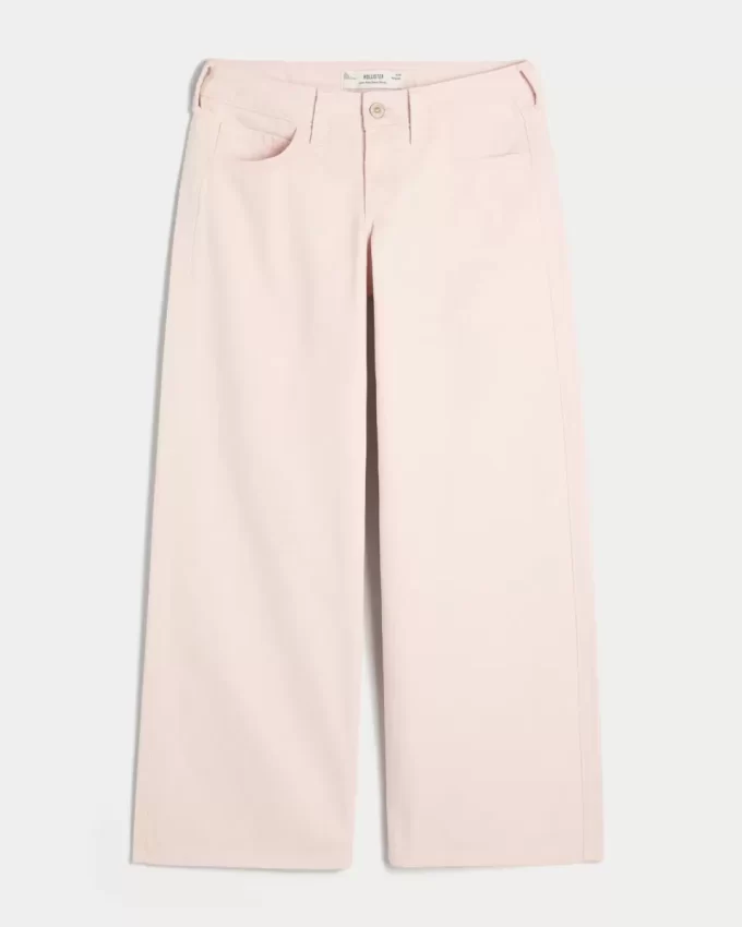 Düşük Bel Pembe Süper Bol Pantolon