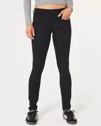 Düşük Bel Siyah Süper Dar Kot Pantolon