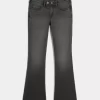 Düşük Bel Yıkanmış Siyah Bootcut Pantolon