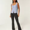 Düşük Bel Yıkanmış Siyah Bootcut Pantolon