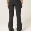 Düşük Bel Yıkanmış Siyah Bootcut Pantolon