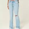 Düşük Bel Yırtık Açık Yıkama İşlemeli Bootcut Pantolon Düşük Bel Yırtık Açık Yıkama İşlemeli Bootcut Pantolon