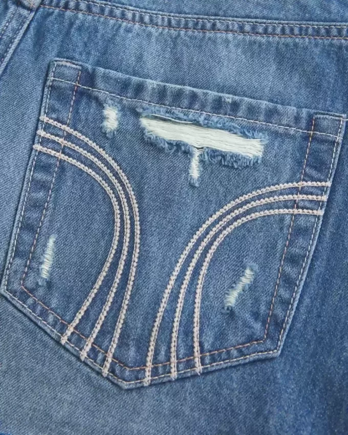 Düşük Bel Yırtık Koyu Yıkama Kot Mini Etek Düşük Bel Yırtık Koyu Yıkama Kot Mini Etek