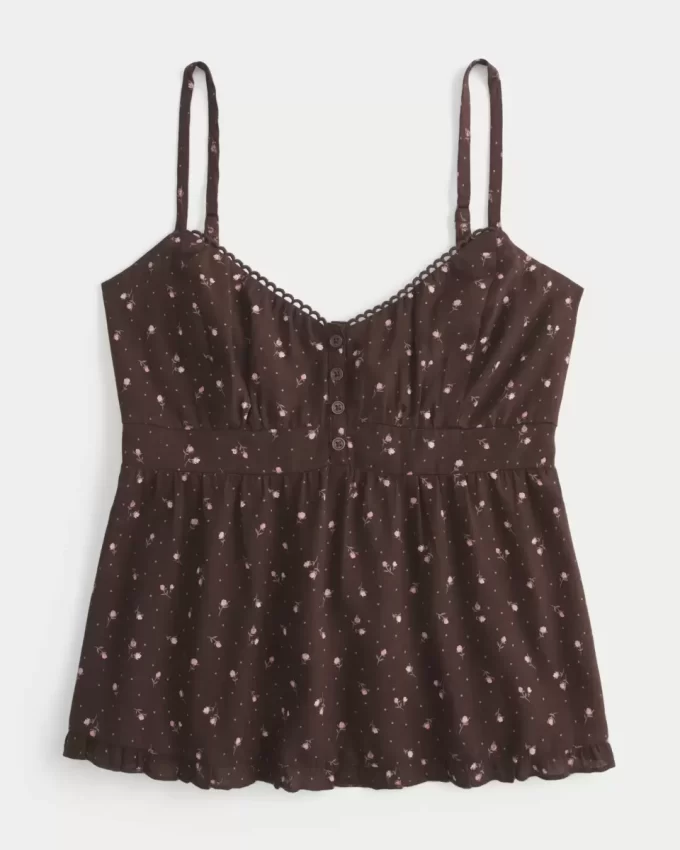Düğmeli Babydoll Üst