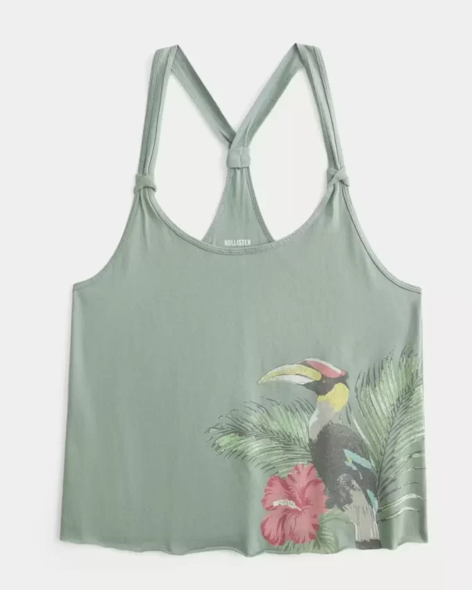 Easy Trend Drop Tropikal Kuş Grafikli Tank Easy Trend Drop Tropikal Kuş Grafikli Tank