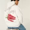 Ekstra Acı Biberli Grafik Kapüşonlu Sweatshirt