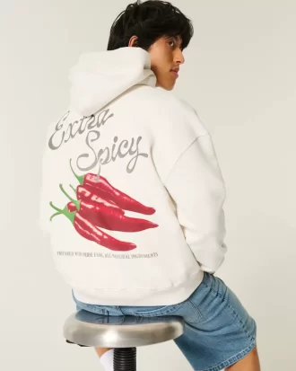 Ekstra Acı Biberli Grafik Kapüşonlu Sweatshirt
