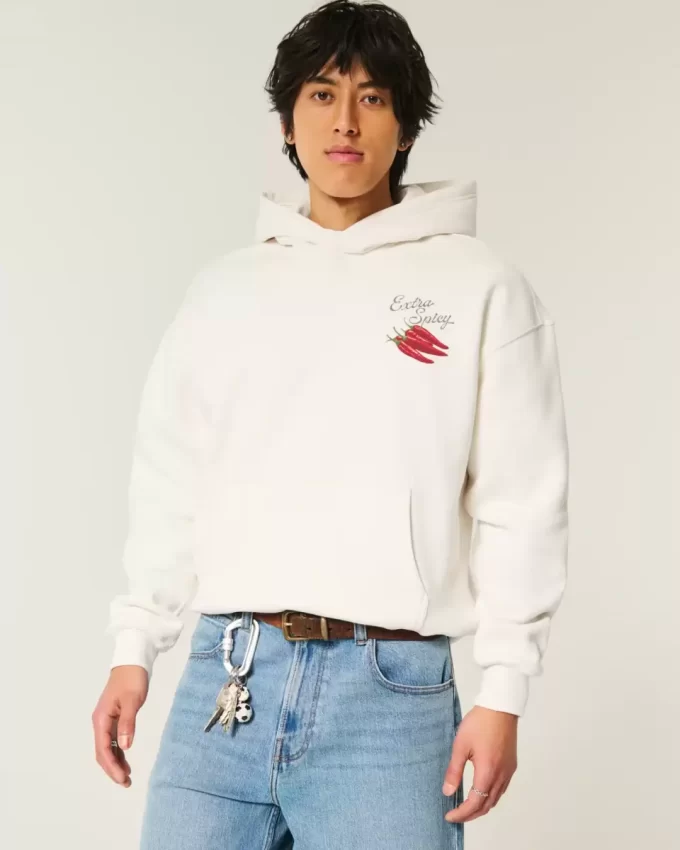 Ekstra Acı Biberli Grafik Kapüşonlu Sweatshirt