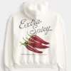 Ekstra Acı Biberli Grafik Kapüşonlu Sweatshirt