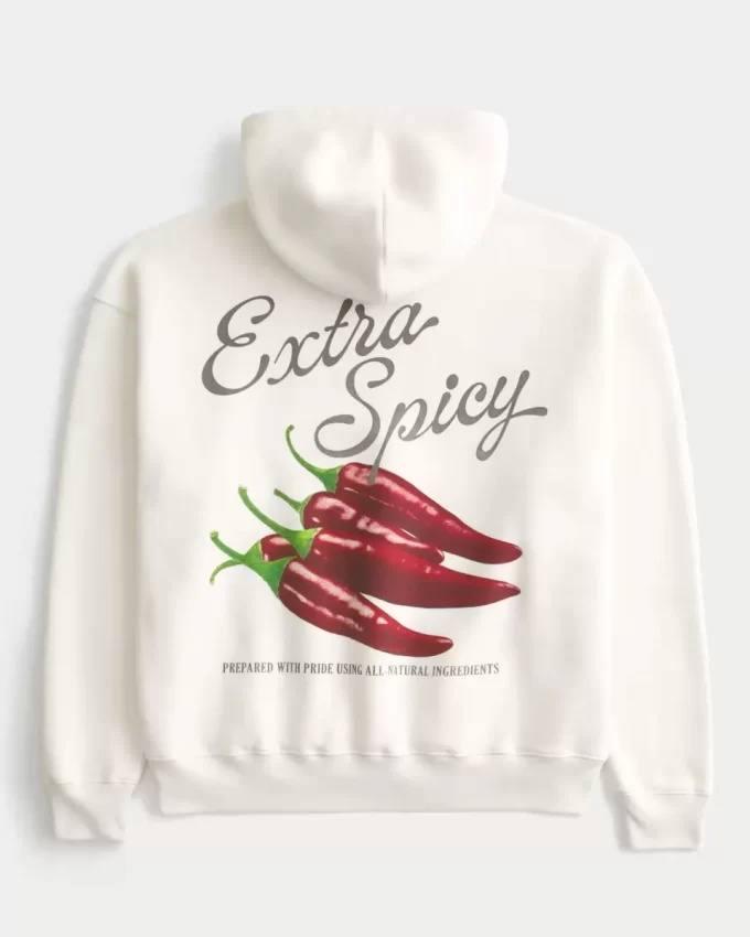 Ekstra Acı Biberli Grafik Kapüşonlu Sweatshirt