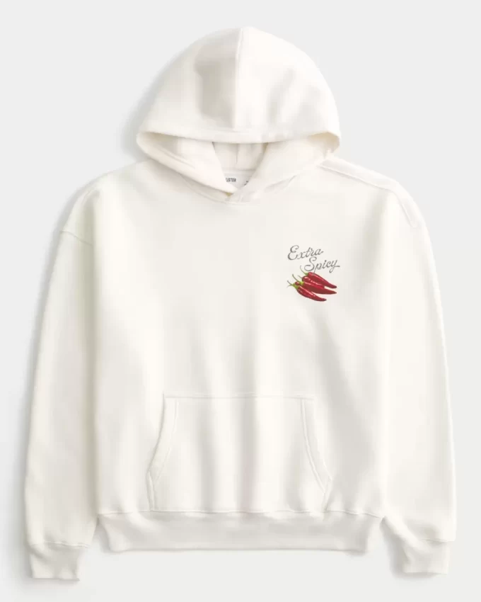 Ekstra Acı Biberli Grafik Kapüşonlu Sweatshirt