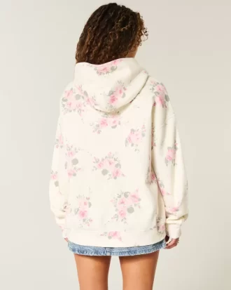 Hollister Feel Good Büyük Boy Çiçek Desenli Kapüşonlu Üst