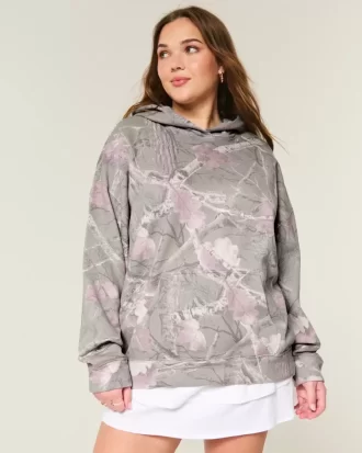Hollister Feel Good Büyük Boy Kamuflaj Kapüşonlu Sweatshirt