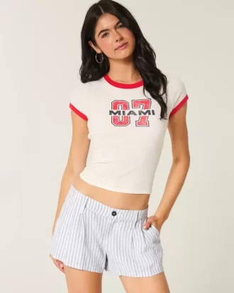 Hollister Livvy Düşük Bel Keten Karışımlı Şort