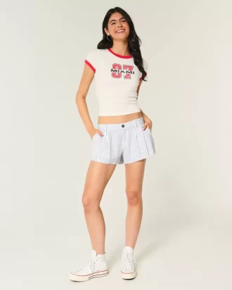 Hollister Livvy Düşük Bel Keten Karışımlı Şort