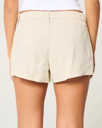 Hollister Livvy Düşük Bel Keten Karışımlı Şort 3″