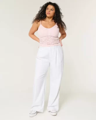 Hollister Livvy Ultra Yüksek Bel Keten Karışımlı Geniş Paça Pantolon