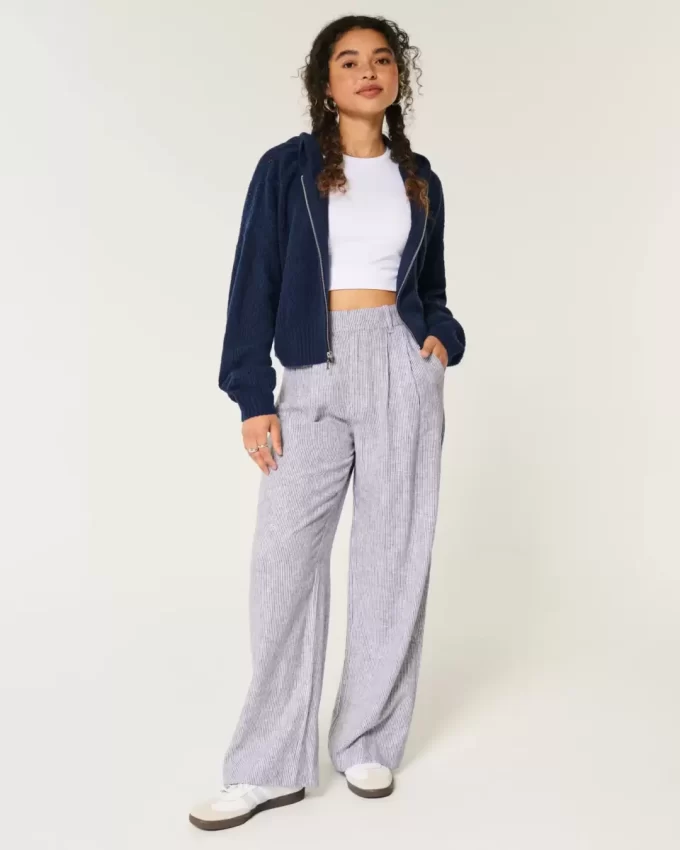 Hollister Livvy Ultra Yüksek Bel Keten Karışımlı Geniş Paça Pantolon Hollister Livvy Ultra Yüksek Bel Keten Karışımlı Geniş Paça Pantolon