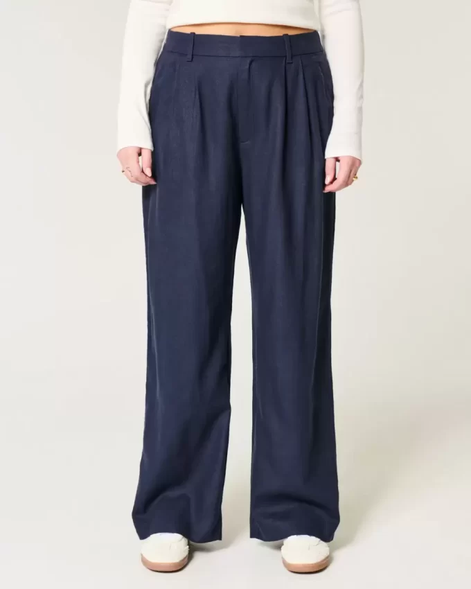 Hollister Livvy Ultra Yüksek Bel Keten Karışımlı Geniş Paça Pantolon Hollister Livvy Ultra Yüksek Bel Keten Karışımlı Geniş Paça Pantolon