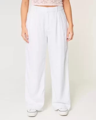 Hollister Livvy Ultra Yüksek Bel Keten Karışımlı Geniş Paça Pantolon