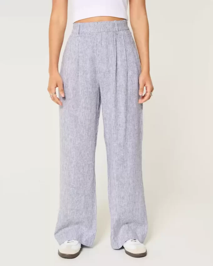 Hollister Livvy Ultra Yüksek Bel Keten Karışımlı Geniş Paça Pantolon Hollister Livvy Ultra Yüksek Bel Keten Karışımlı Geniş Paça Pantolon