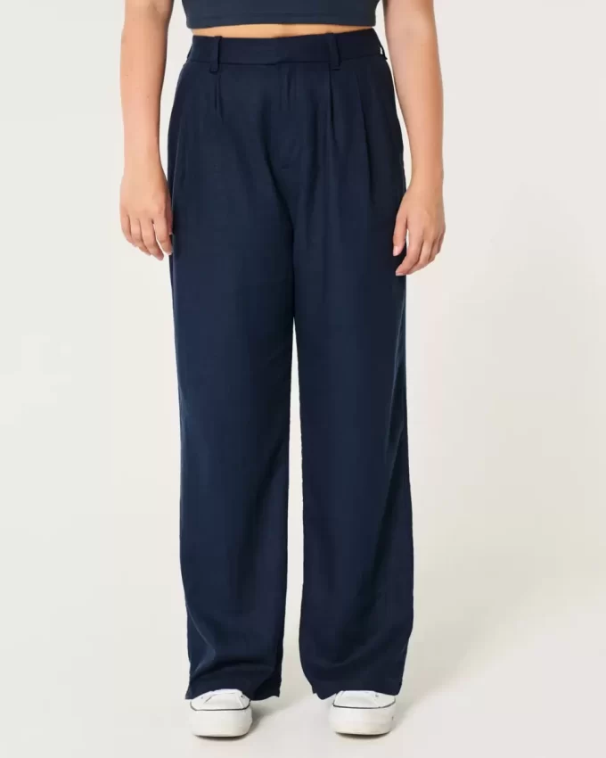 Hollister Livvy Ultra Yüksek Bel Keten Karışımlı Geniş Paça Pantolon Hollister Livvy Ultra Yüksek Bel Keten Karışımlı Geniş Paça Pantolon