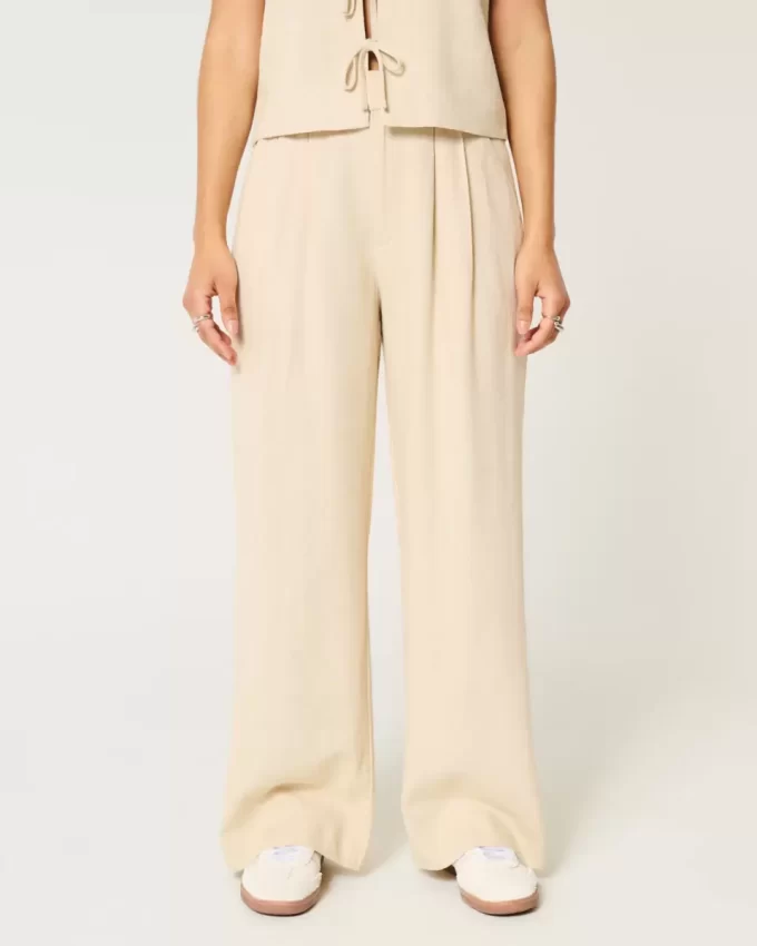 Hollister Livvy Ultra Yüksek Bel Keten Karışımlı Geniş Paça Pantolon Hollister Livvy Ultra Yüksek Bel Keten Karışımlı Geniş Paça Pantolon
