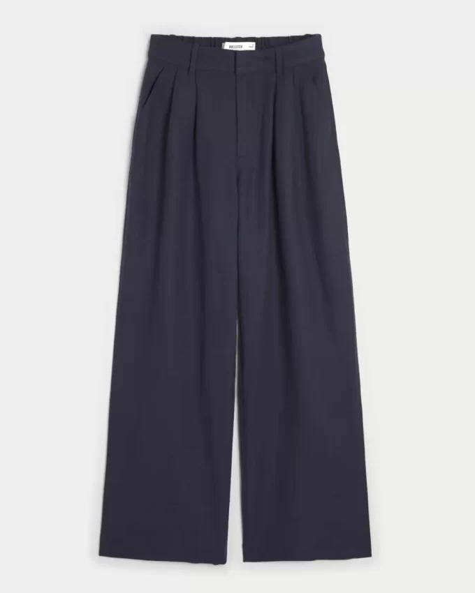 Hollister Livvy Ultra Yüksek Bel Keten Karışımlı Geniş Paça Pantolon Hollister Livvy Ultra Yüksek Bel Keten Karışımlı Geniş Paça Pantolon
