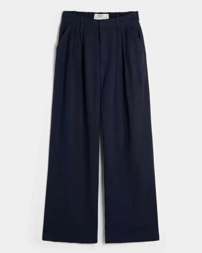 Hollister Livvy Ultra Yüksek Bel Keten Karışımlı Geniş Paça Pantolon Hollister Livvy Ultra Yüksek Bel Keten Karışımlı Geniş Paça Pantolon