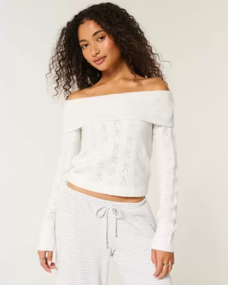 Hollister Rahat Bulut Dikişli Omuzdan Açık Kazak