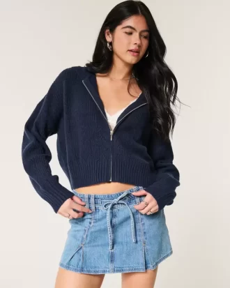 Hollister Rahat Bulut Fermuarlı Kazak Kapüşonlu Üst
