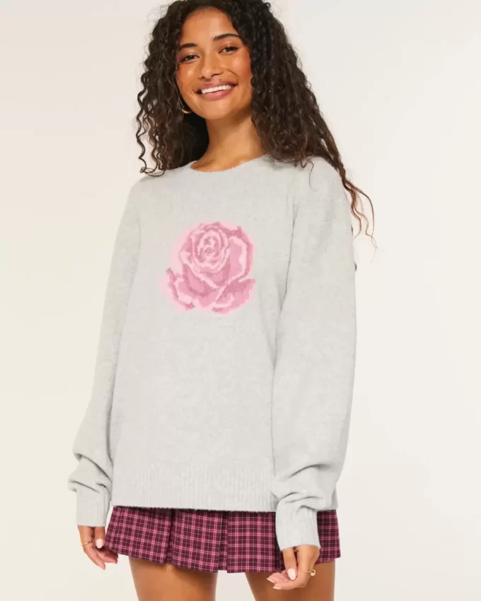Hollister Rahat Bulut Gül Grafik Kazak Hollister Rahat Bulut Gül Grafik Kazak