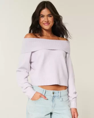 Hollister Rahat Bulut Katlanabilir Omuzdan Açık Kazak