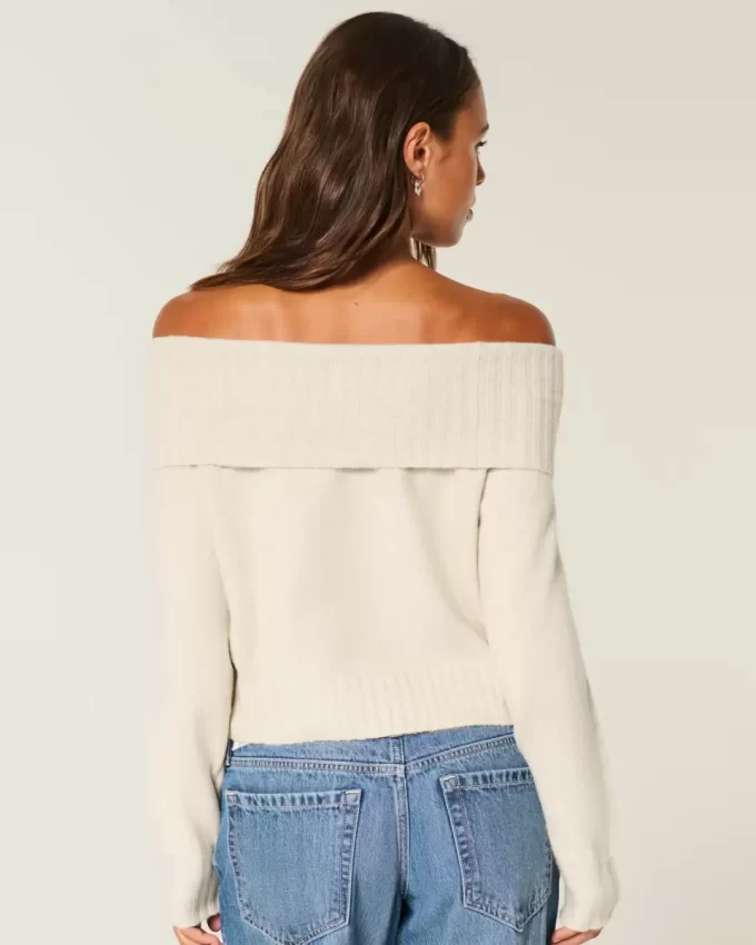 Hollister Rahat Bulut Katlanabilir Omuzdan Açık Kazak