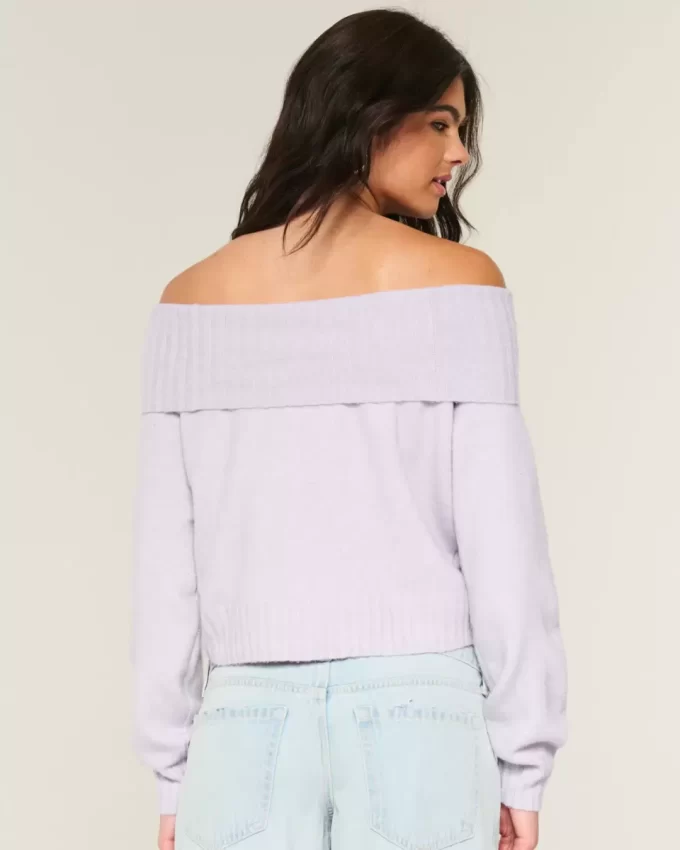 Hollister Rahat Bulut Katlanabilir Omuzdan Açık Kazak