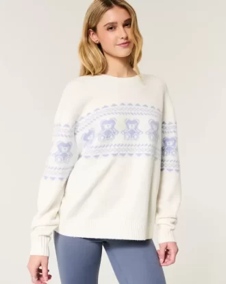 Hollister Rahat Bulut Teddy Ayıcık Grafikli Kazak