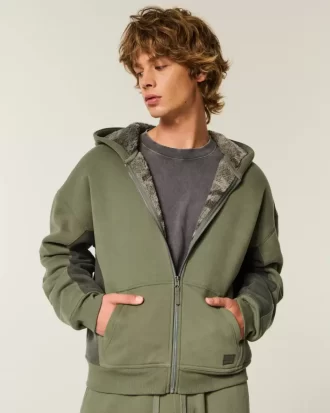 Hollister x Crocs Sherpa Astarlı Fermuarlı Kapüşonlu Üst
