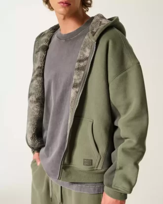 Hollister x Crocs Sherpa Astarlı Fermuarlı Kapüşonlu Üst