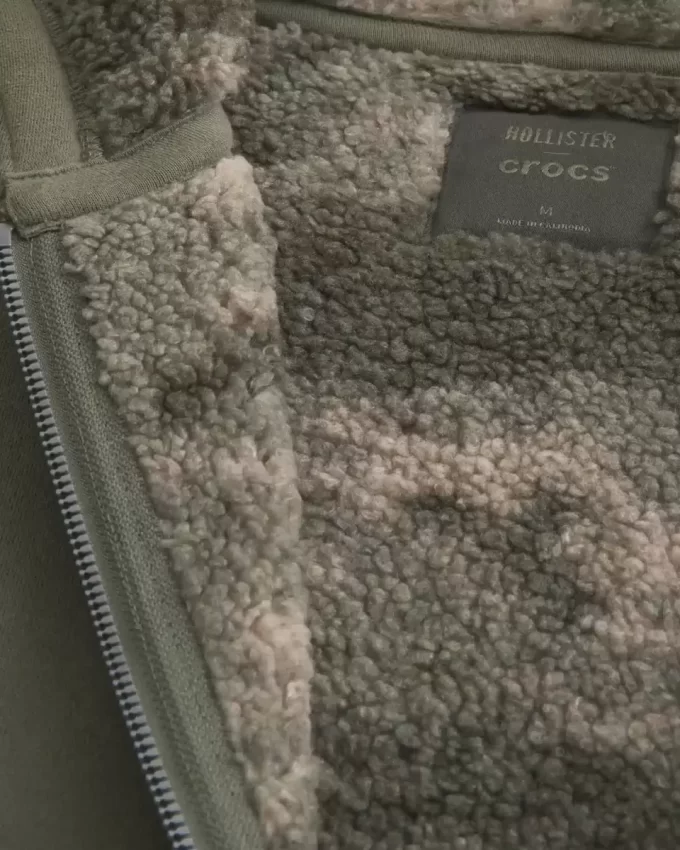 Hollister x Crocs Sherpa Astarlı Fermuarlı Kapüşonlu Üst
