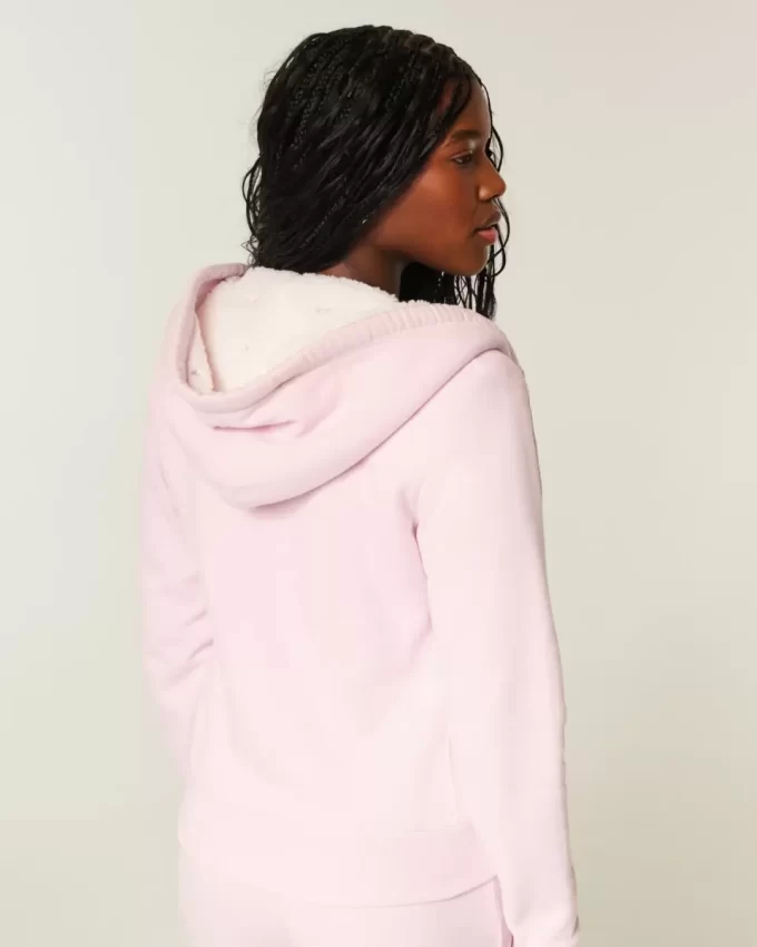 Hollister x Crocs Sherpa Astarlı Fermuarlı Kapüşonlu Üst